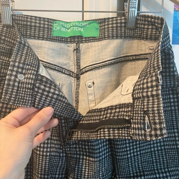 ✨Benetton (NWT) High-Waisted Check Trousers Dark Gray Size 25✨ - Picture 4 of 10